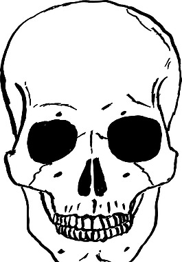 卡通黑白骷髅头png元素