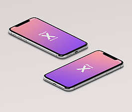 两斜角度不同苹果全面屏iphonex样机