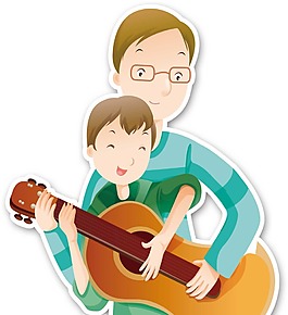 卡通弹吉他父子png元素