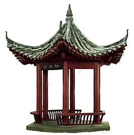 复古凉亭png元素