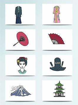 卡通日本旅游元素设计