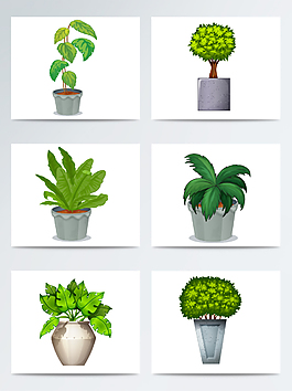 卡通盆栽植物矢量素材