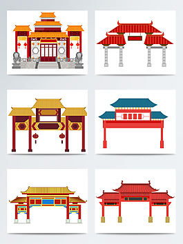 矢量门楼传统建筑