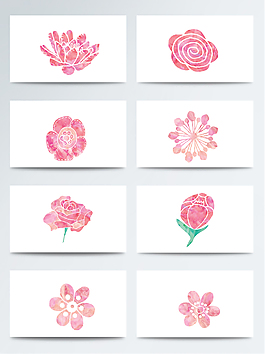 手绘粉色鲜花免扣素材合集