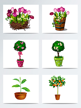 矢量园艺盆栽植物