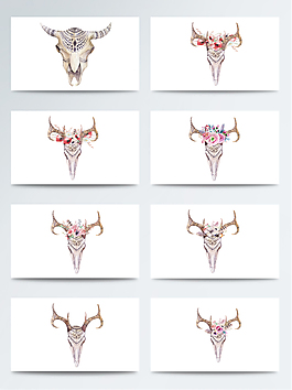 手绘精致牛头免扣素材合集