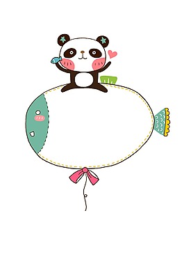 卡通创意熊猫气球png元素