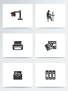 手绘黑白商务扁平ai矢量元素