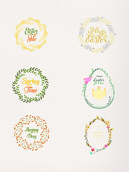 有花卉花圈的复活节卡片