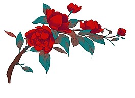 卡通红色鲜花花朵png元素
