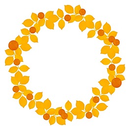 卡通黄色叶子圆环png元素