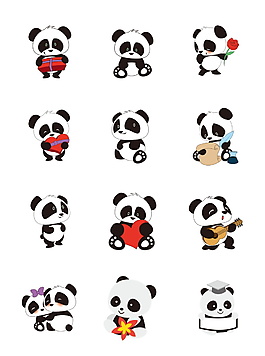 熊猫卡通图案图片 熊猫卡通图案素材 熊猫卡通图案模板免费下载 六图网
