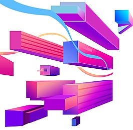卡通几何立体形状png元素