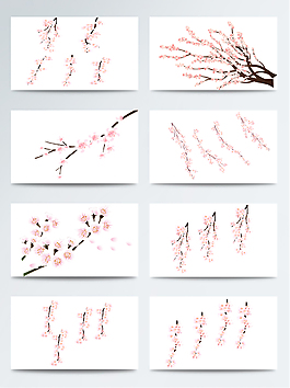 粉色唯美樱花花枝元素
