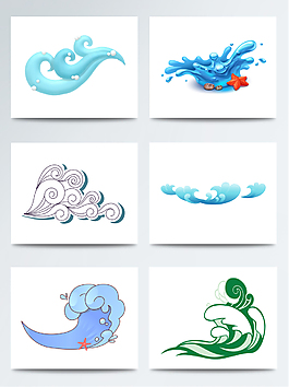 可爱的卡通浪花花纹元素素材