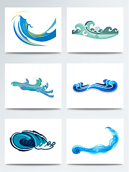 创意的卡通浪花花纹元素素材