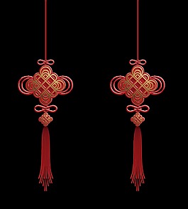手绘质感红色中国结装饰素材