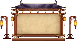 古风建筑装饰png元素