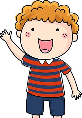 卡通卷发男孩png元素