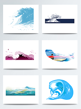 浮世绘浪花花纹元素素材