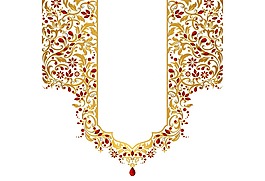 金色红宝石花纹png元素