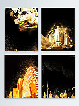 黑金一帆风顺房地产广告背景