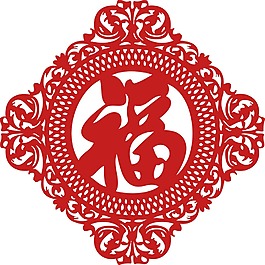 新春福字剪纸窗花png