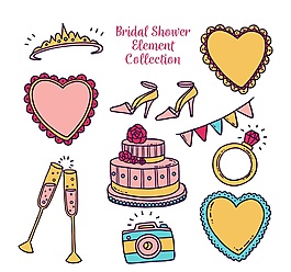 10款创意新娘送礼会元素矢量素材