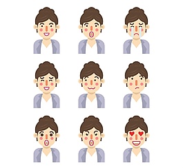 9款创意女子表情头像矢量素材