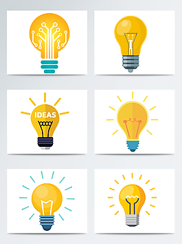 黄色矢量灯泡图案