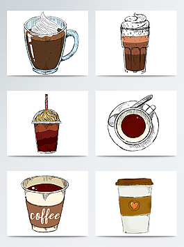 手绘咖啡饮料插画素材