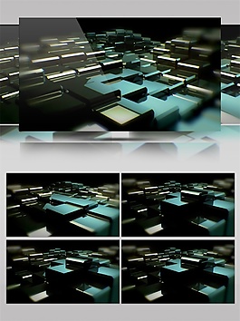 蓝色三维方块动态视频素材