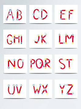 26个彩色卡通装饰艺术字母