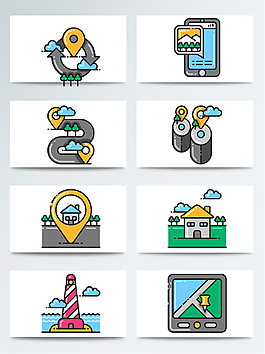 交通地图指示图标