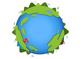 卡通绿色蓝色地球png元素