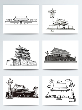 天安门线描建筑