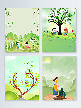 手绘保护环境森林植树节广告背景