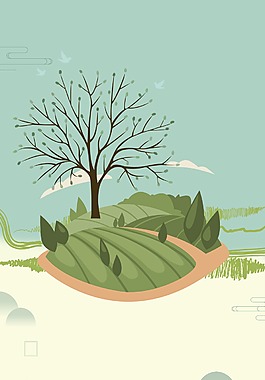 手绘卡通扁平植树节背景