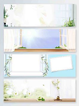 清新简约白色春天背景banner