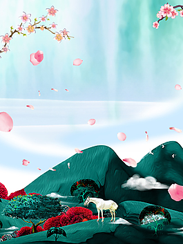 唯美春暖花开海报背景