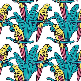 手绘鹦鹉背景图