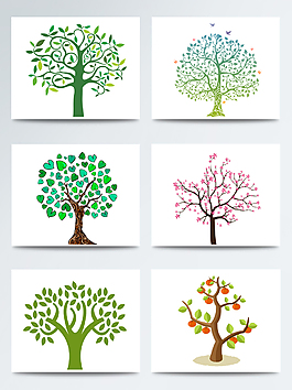 彩色卡通树木装饰