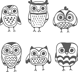 手绘卡通猫头鹰插画