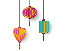 卡通创意灯笼装饰矢量元素