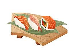 卡通三文鱼寿司png元素