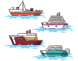 卡通创意轮船矢量元素