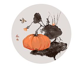 稳重中国风南瓜节气元素