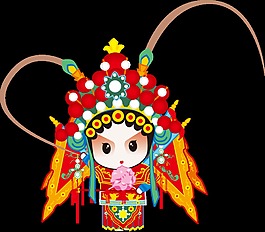 招财童子Q版京剧卡通人物刀马旦