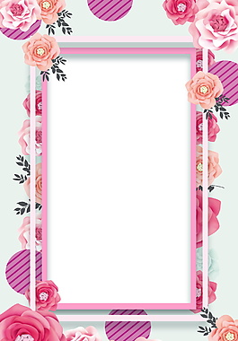 春季粉色花朵边框海报背景设计