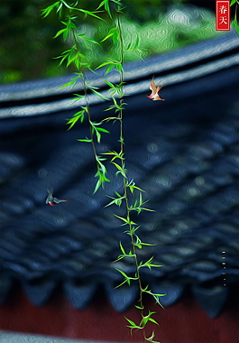 邂逅初春海报背景设计